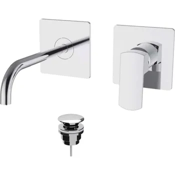 Vodovodní baterie Teorema Edge- Umyvadlová baterie pod omítku, komplet, výtok 220 mm, výpusť CLICK chrom 8E318