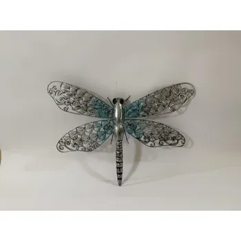 VÁŽKA - MODRO STŘ. KOVOVÁ NÁSTĚNNÁ DEKORACE