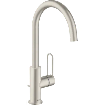 Vodovodní baterie Axor Uno - Páková umyvadlová baterie 240 s odtokovou soupravou, nerez 38036800