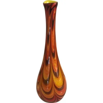 Váza Skleněná váza vysoká žluto-hnědá, výška 44 cm