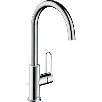 Vodovodní baterie AXOR Uno Páková umyvadlová baterie 240 s třmenovou rukojetí a s odtokovou soupravou s táhlem, chrom 38036000