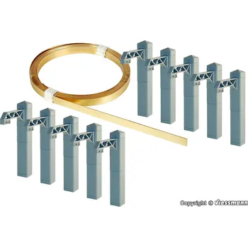 Modelová železnice VIESSMANN 4195 H0 Trakční vedení - tunelový stožár 100mm 10ks a trolejový pásek 3m VI41950