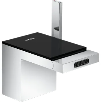 Vodovodní baterie AXOR MyEdition páková bidetová baterie s odtokovou soupravou Push-Open, chrom / černé sklo, 47210600