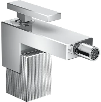 Vodovodní baterie AXOR Edge Páková bidetová baterie s odtokovou soupravou Push-Open - diamantový brus, chrom 46211000