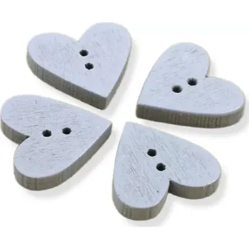 Knoflík Dřevěný knoflík srdce šedé - 6 ks