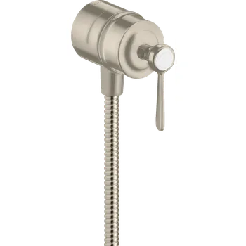 Vodovodní baterie AXOR Montreux Přípojka hadice se zpětným ventilem, uzavíracím ventilem a páčkovou rukojetí, kartáčovaný nikl 16883820