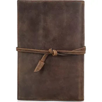 Diář Contacts® Kožený zápisník diář notes A5 Hnědý - Model S deníkem a propiskou