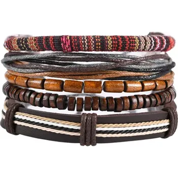 Náramek Sada 5 kusů pánských náramků Woodstock