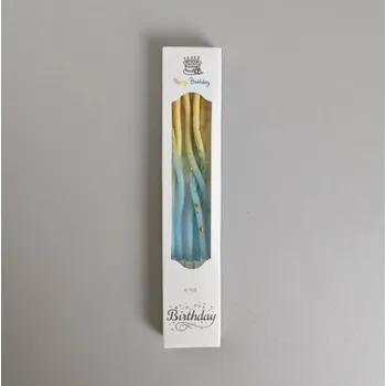 Dortová svíčka Dortisimo Svíčky spirálové modro-žluté se zlatým zdobením (6 ks)