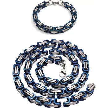 Souprava šperků Sada z chirurgické oceli Be Hard Modrý / řetízek a náramek