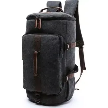 Cestovní taška Canvasio Plátěná retro taška a batoh 2v1 Hombre Černá 30 l