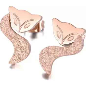 Náušnice Puzetové náušnice z chirurgické oceli Liška- Fox - Velikost 12*18 mm (medium)