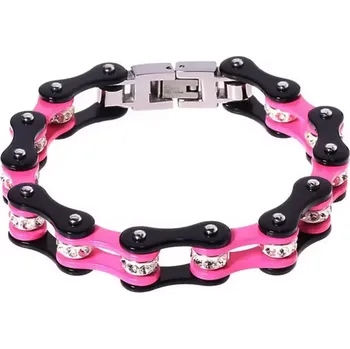 Náramek Dámský náramek z chirurgické oceli Moto SCRUB Crystals Růžový