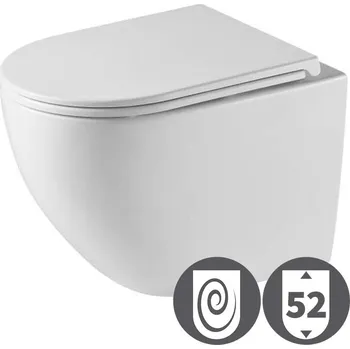 WC klozet závěsný SAVORA s vírovým splachováním, délka 52 cm bílý, včetně WC sedátka, BAPROPT052-WH