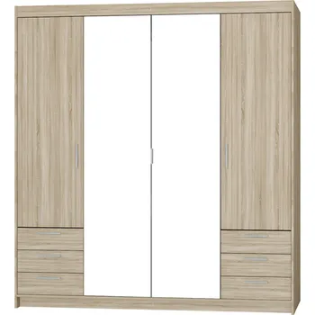 Šatní skříň Skříň se zrcadlem Elena 4D 6S dub sonoma, 176 x 191 cm