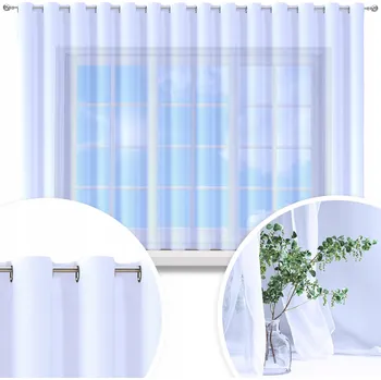 HOTOVÁ ZÁCLONA VOÁL BÍLÁ 500x160 CM ZÁVĚS OKA ZÁCLONY S PRŮCHODKAMI