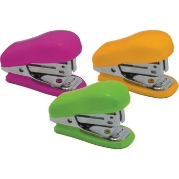 Mini sešívačka Memoris, 10 listů, sponky 24/6, mix barev, balení 12ks