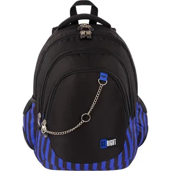 Školní batoh Studentský batoh St.RIGHT 17-Black&Blue BP6, 4 komorový, 26l, rozměry: 42 x 31 x 23 cm