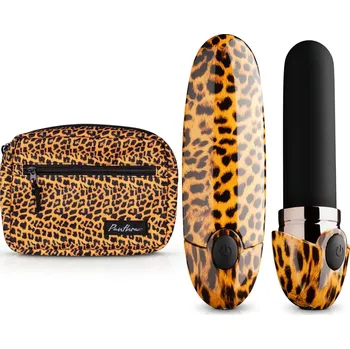 Vibrátor Panthra Asha - dobíjecí rtěnkový vibrátor (leopard-černá)