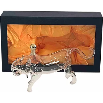 Skleněná ručně foukaná láhev tygr, 350 ml