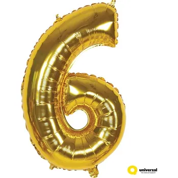 Balónek Nafukovací balónek - číslice 6, zlatý, 60 cm