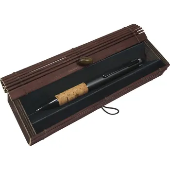 Multifunkční kuličkové pero design korek, v bambusové kazetě, tříbarevné + mikrotužka