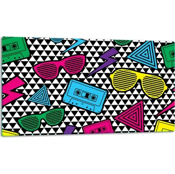 Kuchyňské prkénko SKLENĚNÁ DESKA NA KRAJOVÁNÍ 52x30 POP ART, TVRZENÉ SKLO 7v1