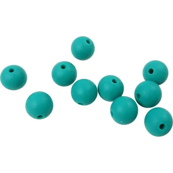 Dětské navlékací korálky Natana silikonové korálky smaragdově zelená 9 mm 10 kusů