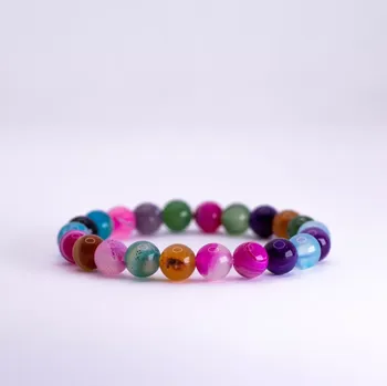 Náramek Náramek z minerálů - Achát Mix barev Růžová