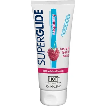 Lubrikační gel HOT Superglide Malina - jedlý lubrikační gel (75 ml)