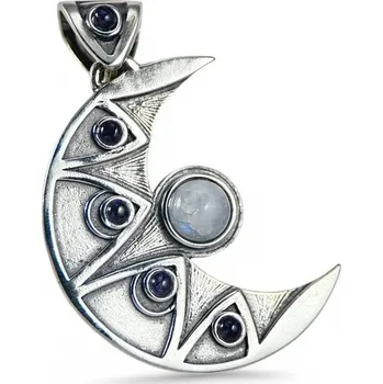 Přívěsek Drakkaria LUNA stříbrný přívěsek s iolitem a měsíčním kámen, Ag 925 11g