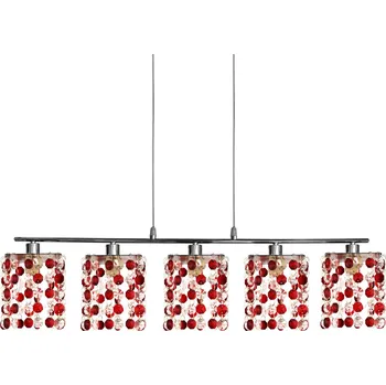 Závěsný lustr Classic červený skleněný 5-ramenný do obýváku a jídelny CANDELLUX