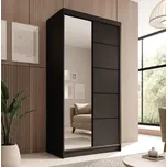 Šatní skříň se zrcadlem a posuvnými dveřmi Laurencia - 100 cm Barva: Černá