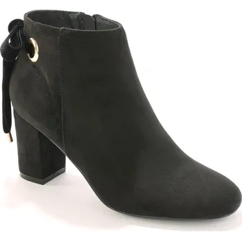 Dámská zimní obuv Kotníkové boty na podpatku, se sametovou mašlí černá 39