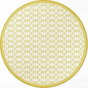 Koberec Kulatý vinylový Koberec do obývacího pokoje, průměr 130 cm Kulatý lineární moderní vzor