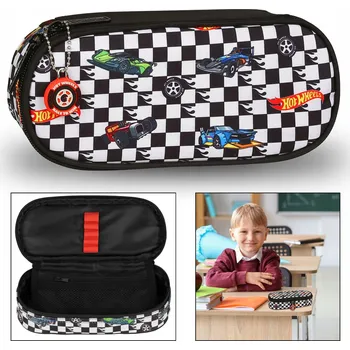 Penál Hot Wheels Školní penál s přihrádkami, pouzdro na tužky s motivy auta PRO KLUKA