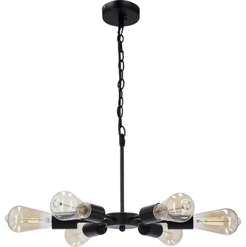 Stropní svítidlo Sparta černé 6ramenné vintage do obýváku, kuchyně nebo nad stůl