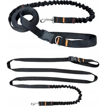 Vodítko pro psa Vodítko pro psa s amortizérem 280 cm ČERNÉ Nastavitelné Sportovní Bederní pás