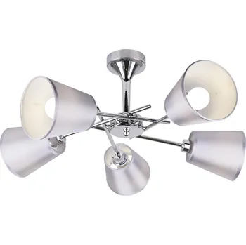 Závěsné svítidlo Vox chrom 5 světel moderní do obýváku a ložnice s látkovými stínidly