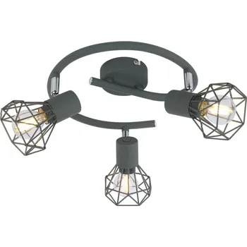 Stropní svítidlo Verve spirála 3bodové moderní šedé s nastavitelným ramenem do obýváku