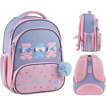 Školní batoh ŠKOLNÍ TAŠKA PRO DÍVKU ŠKOLNÍ BATOH RŮŽOVÝ S MEDVÍDKEM GoPack