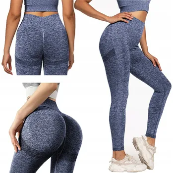 Dámské legíny SPORTOVNÍ BEZEŠVÉ LEGÍNY S VYSOKÝM PASEM, TVARUJÍCÍ, NA CVIČENÍ, DO POSILOVNY - VELIKOST L