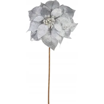 Vánoční dekorace Umělý květ Strend Pro Vánoční hvězda stříbrná 35 cm