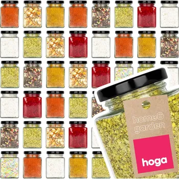 Dóza na potraviny 48x SKLENĚNÁ ZAVAŘOVACÍ SKLENICE ČTVERCOVÁ SKLENĚNÁ DÓZA 140ml ČERNÉ VÍČKO