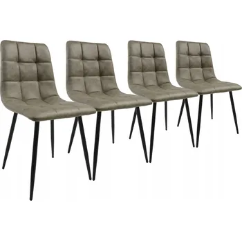 4 ŽIDLE ŠEDÉ ČALOUNĚNÉ MODERNÍ LOFT JÍDELNÍ ŽIDLE ČERNÉ NOHY DEN