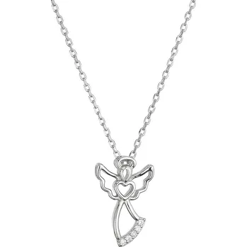 Náhrdelník EVOLUTION GROUP CZ Stříbrný náhrdelník anděl se srdíčkem - 12120.1