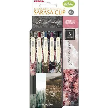 Gelové pero "Sarasa Clip Calming Moment", 5 různých barev, 0,33 mm, stiskací mechanismus, ZEBRA 8231