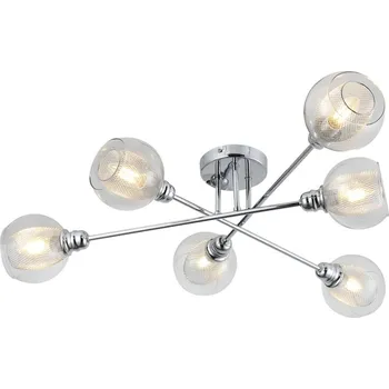 Stropní svítidlo Dixy chrom nastavitelné skleněné 6-ramenné do obýváku a jídelny 80 cm