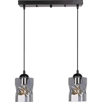 Závěsné svítidlo Felis černé kouřové sklo, nastavitelné, do obýváku, kuchyně, jídelny, 2xE27