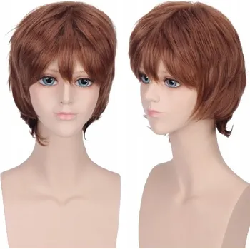 Karnevalová paruka Pánská paruka krátké syntetické vlasy středně hnědá Wonderlandia